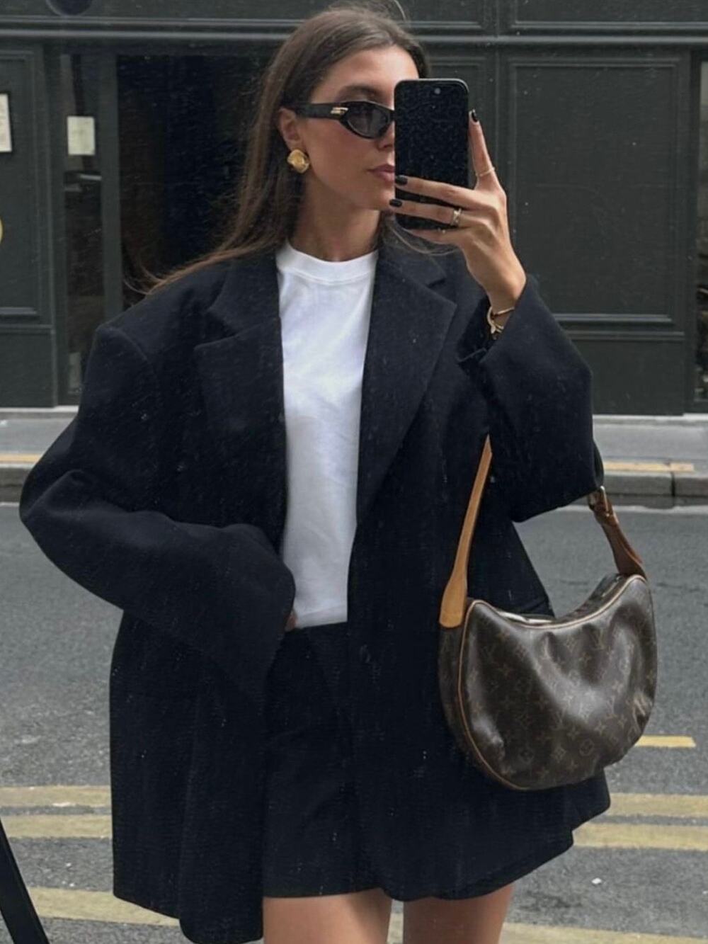 Sandro Oversized Wool Blend Blazer Jacket